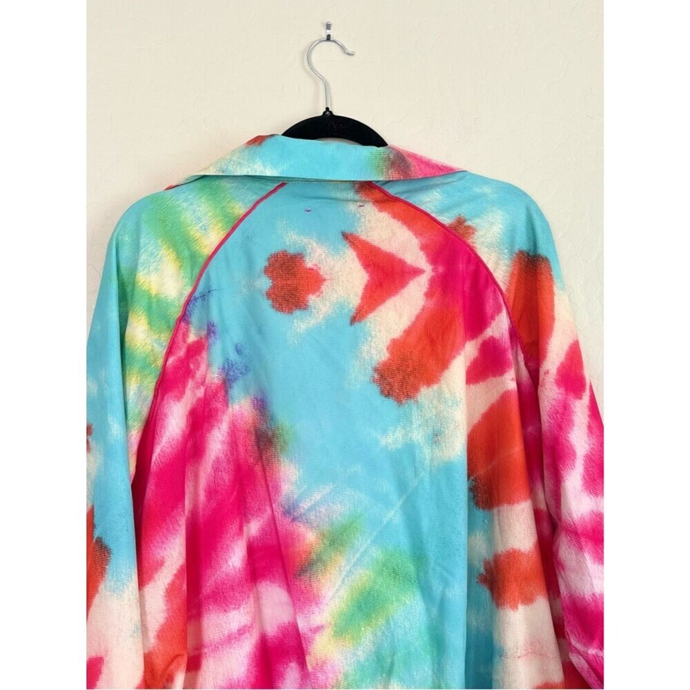 Terez Totally Tie Dye Ripstop Half Quarter Zip Windbreaker Jacket 80s Large - Picture 8 of 8